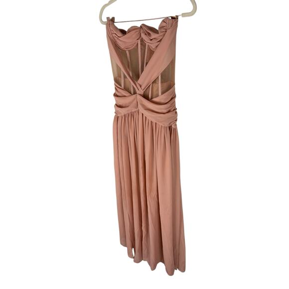 NBD Aaron Mesh Corset Gown Strapless Party Formal Statement Gala Prom Blush XS - Picture 5 of 12